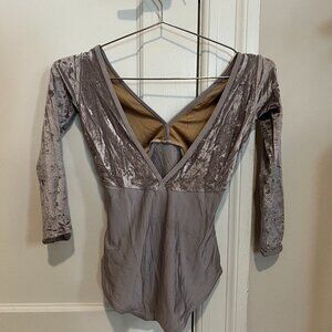 Yumiko Long Sleeve Velvet/Nylon Leotard